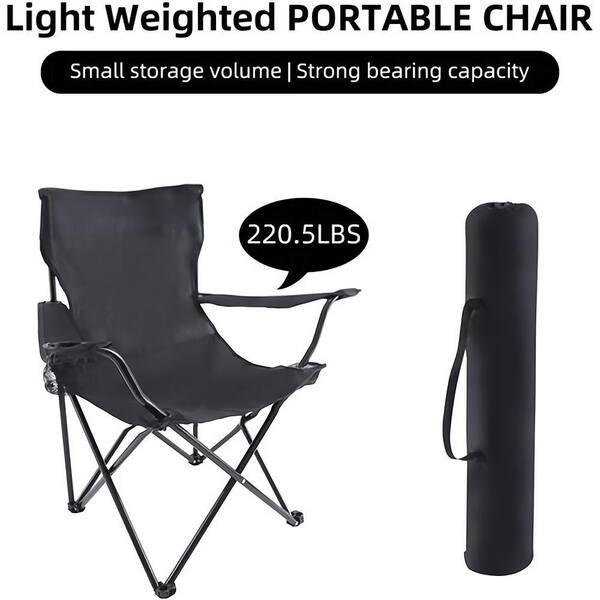 Alpulon Portable Folding Black Camping Chair Large ZMWV220 - The