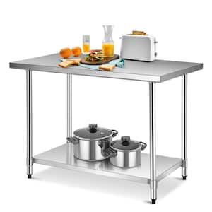 48 in. L x 30 in. D x 35.5 in. H Sliver Stainless Steel Commercial Prep and Work Kitchen Utility Table