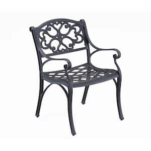 Sanibel Black Stationary Cast Aluminum Outdoor Dining Chair (2-Pack)