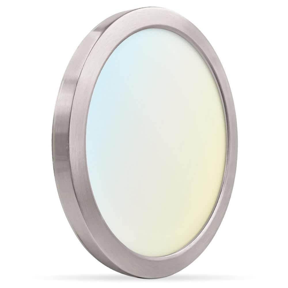 9 in. Nickel Modern Flush Mount Ceiling Light Fixture Selectable LED Integrated 18W 1250LM 5CCT 2700K-5000K Dimmable ETL price history on PriceWatchPro