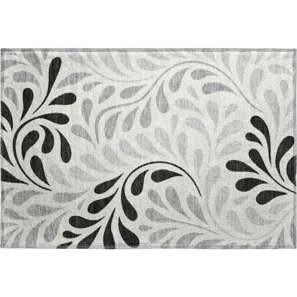 Mayfield Premium Machine Washable Abstract AMF2411 Ivory 3 ft. x 4 ft. Area Rug