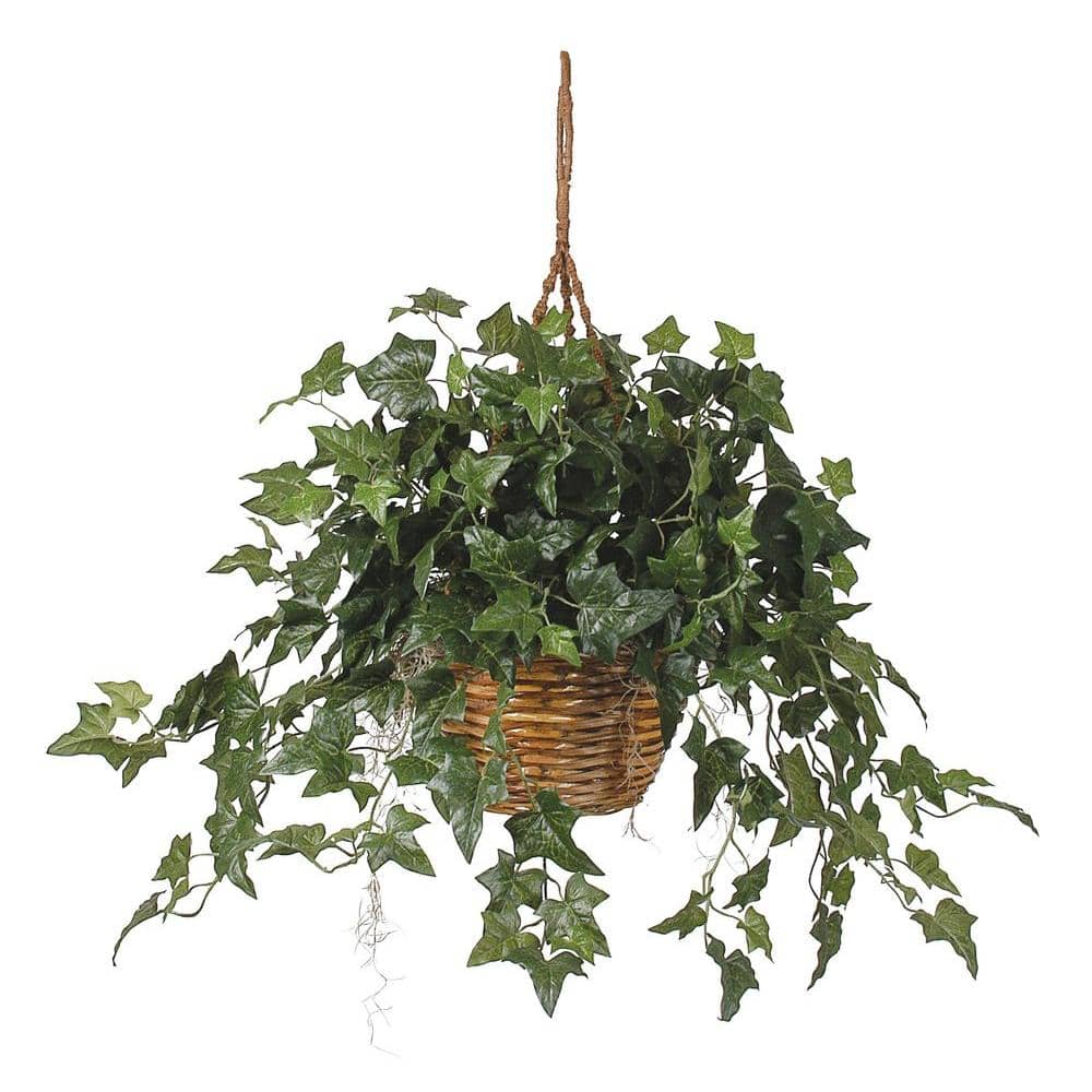 Nearly Natural English Ivy Hanging Basket Silk Plant 6507 The Home Depot