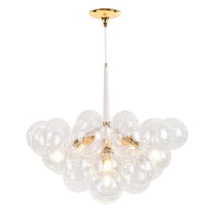 4-Light White Sphere Modern Glass Bubble Chandelier with Bulbs Included