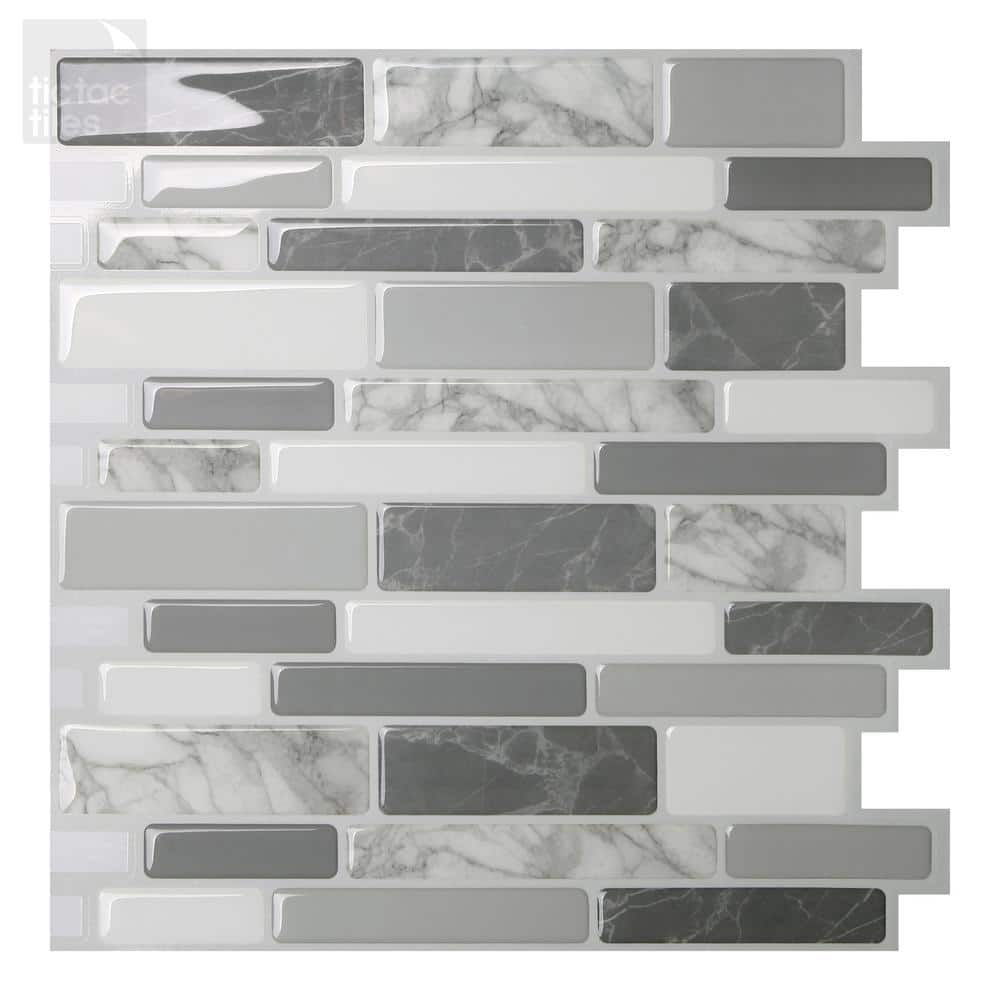 Tic Tac Tiles Polito Grey 12 in. W x 12 in. H Peel and Stick Self