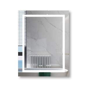 Foyil 28 in. W x 36 in. H Large Rectangular Frameless Anti-Fog Alarm Wall Mounted Bathroom Vanity Mirror in Silver