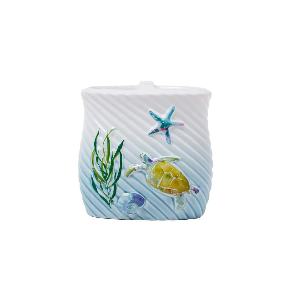 SKL Home Watercolor Ocean Free Standing Toothbrush Holder in Multi