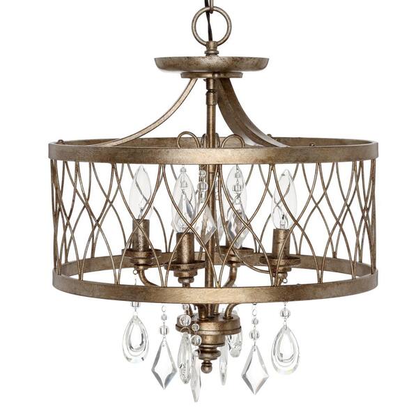 Minka Lavery West Liberty 4-Light Olympus Gold Semi-Flush Mount Light ...