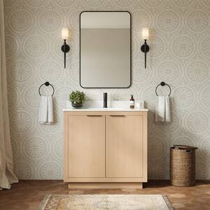 Maroni 36 in. W x 22 in. D Single Bath Vanity in Light Straw with Cultured Marble Vanity Top in White with White Basin