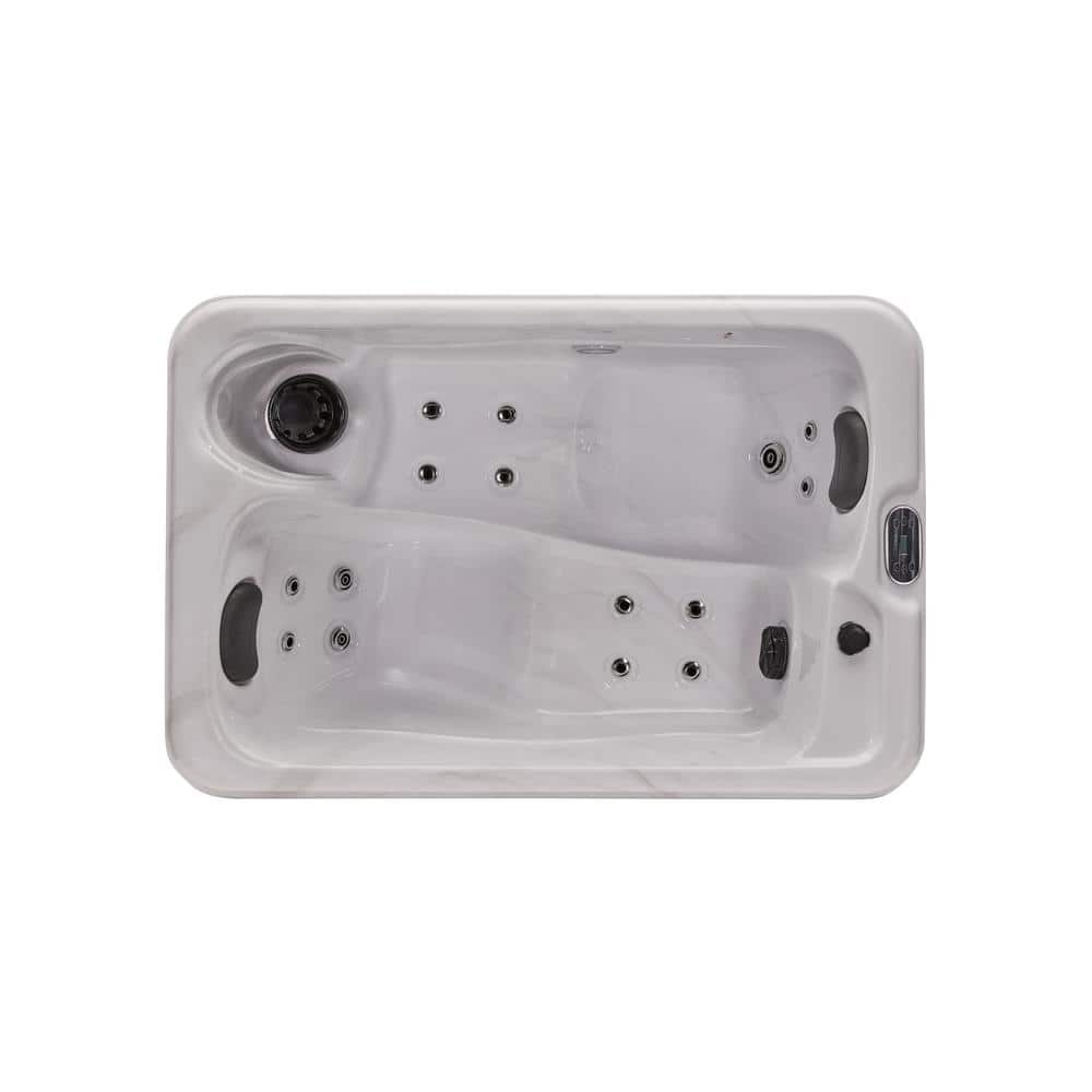 Gray Polyethylene 2-Person Rectangle Hot Tub with Electric Heater