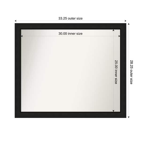 Amanti Art Midnight Black Narrow 33.25 in. x 28.25 in. Custom Non-Beveled Wood FramedBathroom Vanity Wall Mirror