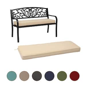 46.5 in. x 17.7 in. x 3 in. Outdoor Bench Cushion Seat Pads with Removable Cover in Beige
