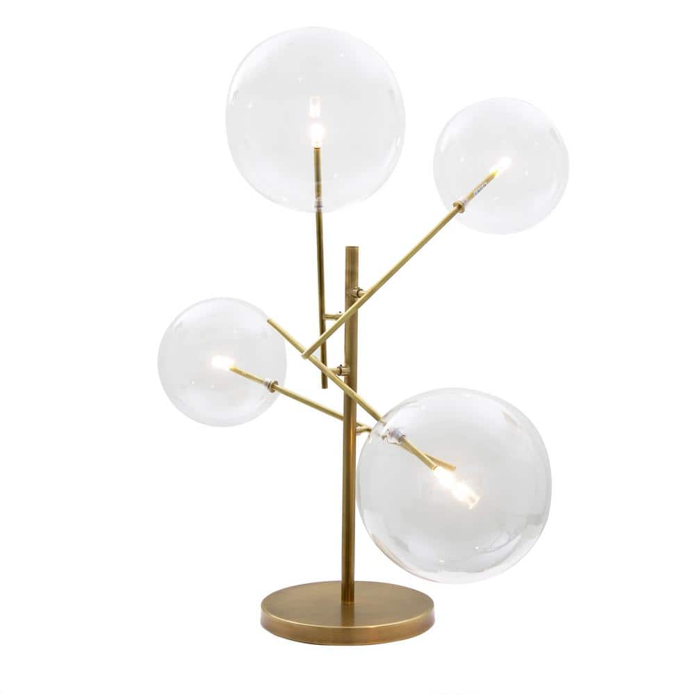 Yosemite Home Decor Klare 28 in. 4-Light Antique Brass Sputnik Lamp with  Clear Glass Globe Shades and Adjustable Arms 190004448 - The Home Depot