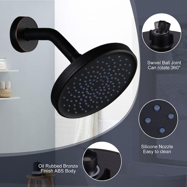 1-Spray Patterns with 1.75 GPM 6 in. Single Wall Mount Waterfall Fixed Shower Head in Oil Rubbed Bronze