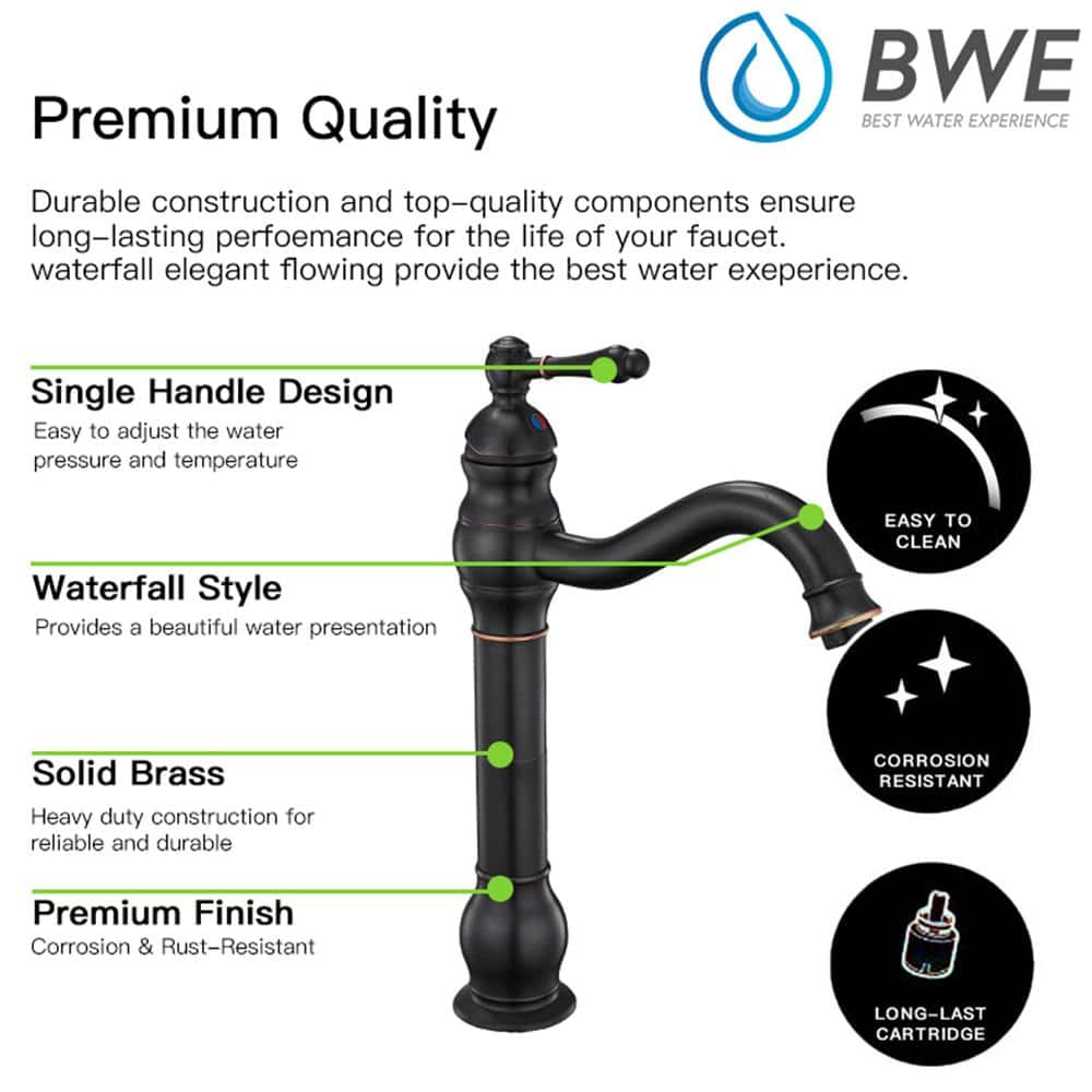 Oil Rubbed Bronze Single Handle Vessel Bathroom Faucet
