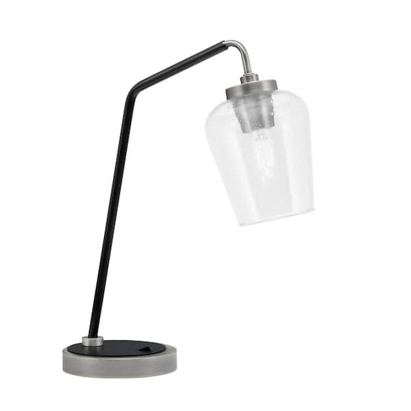 Unbranded Delgado 16.5 in. Graphite and Matte Black Piano Desk Lamp with Clear Bubble Glass