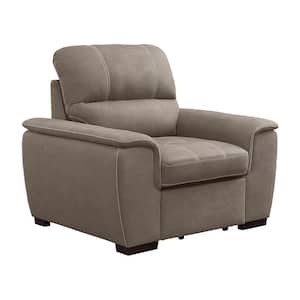 Maja Taupe Microfiber Arm Chair with Pull-out Ottoman