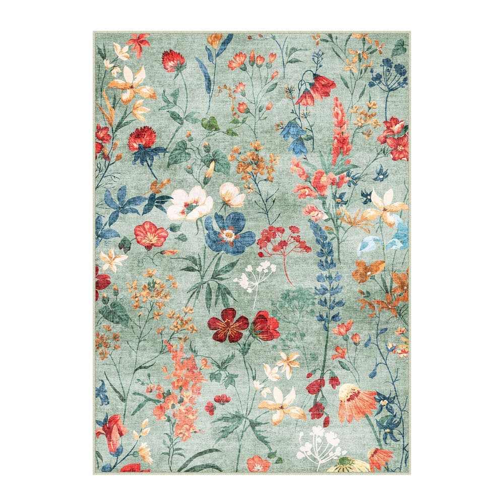 April Green 6 ft. x 9 ft. Floral Washable Area Rug price history on PriceWatchPro