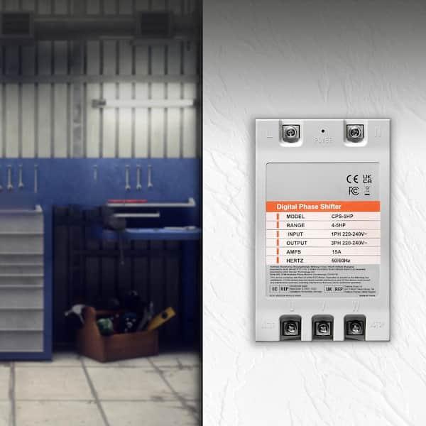 3 Phase Converter 5 HP 15 Amp 220 Volt Phase Converter, Digital Phase Shifter for Residential Light Commercial