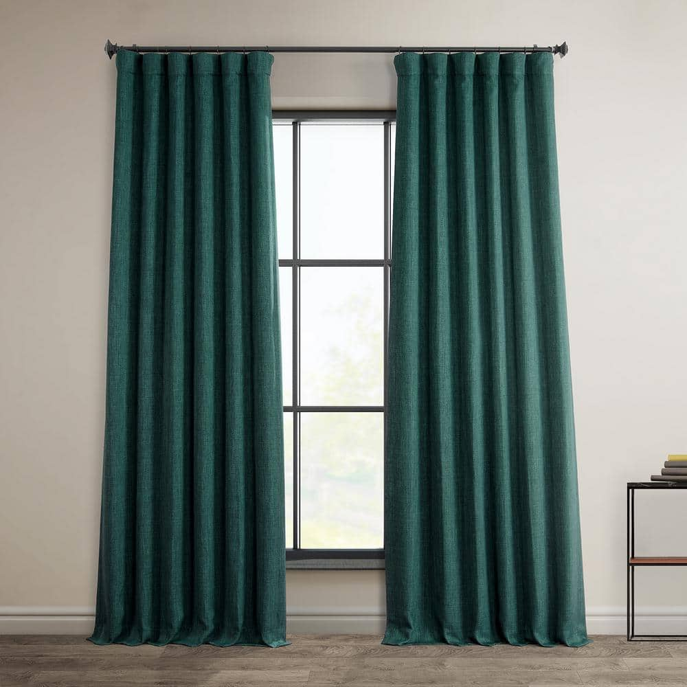 Exclusive Fabrics & Furnishings Slate Teal Solid Rod Pocket Room Darkening  Curtain - 50 in. W x 84 in. L (1 Panel) BOCH-LN18523-84 - The Home Depot