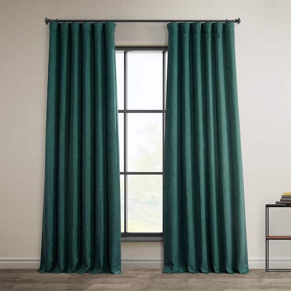 Exclusive Fabrics & Furnishings Slate Teal Solid Rod Pocket Room Darkening Curtain - 50 in. W x 96 in. L (1 Panel)