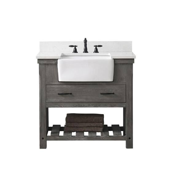 Sudio Wesley 36 In W X 22 In D Bath Vanity In Weathered Gray With Engineered Stone Top In