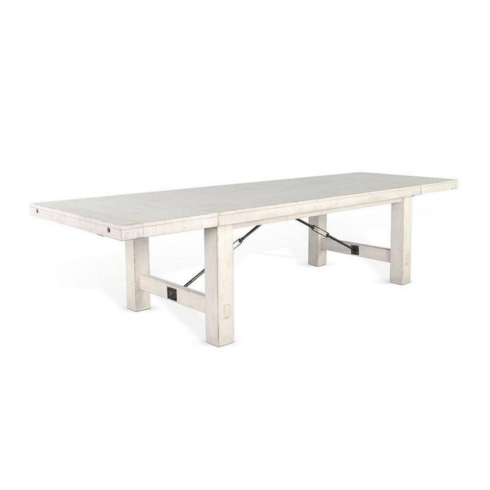 White Mahogany Extendable Dining Table with Metal Accents