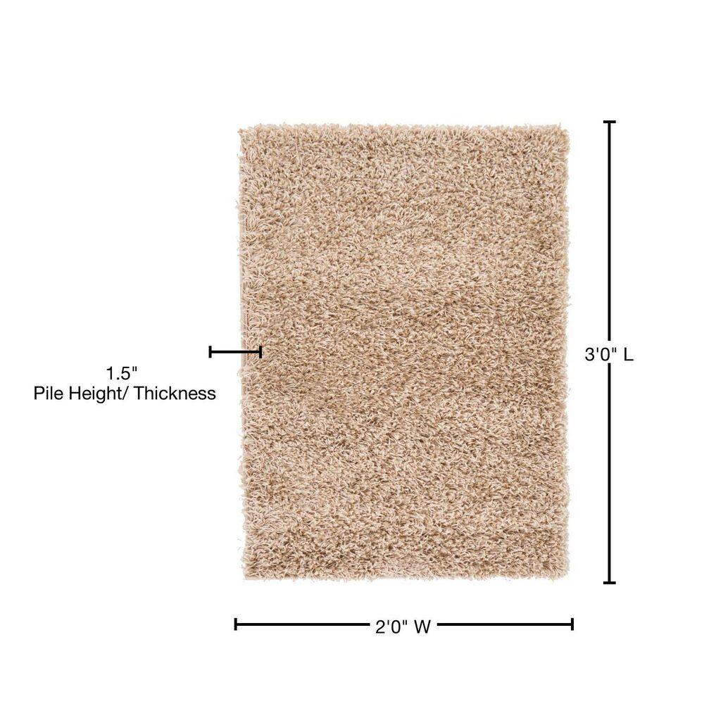 2'x3' Blue Solid Shag Reversible Synthetic Rug