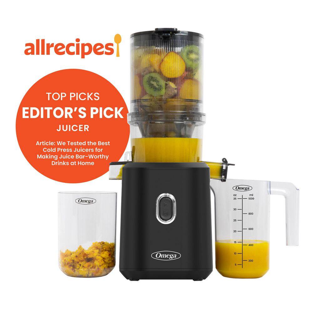 Omega Black Electric Masticating Juicer with Pulp Receptacle
