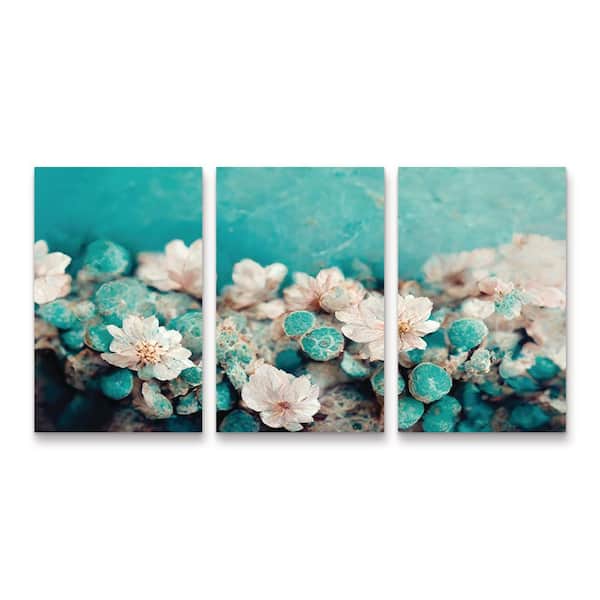 Tree Child Turquoise Buds 3-Piece Panel Set Unframed Photography Wall Art 19 in. x 36 in.