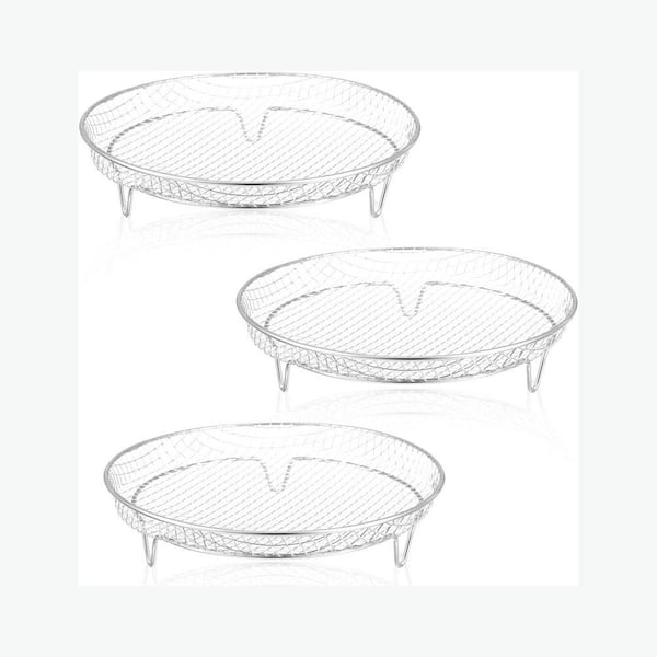 Stainless Steel Silver Round Air Fryer Rack Food-Grade Material for Kitchen Baking Grill Cooking 3-Pack