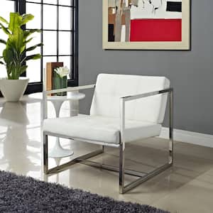 Hover White Upholstered Vinyl Lounge Chair
