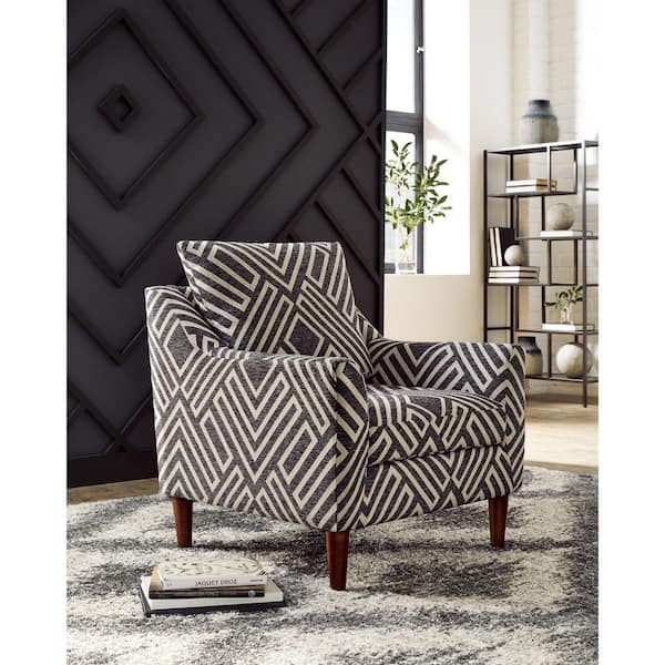 Morrilton Next-Gen Nuvella Beige/Dark Gray Polyester Arm Chair with Geometric Pattern