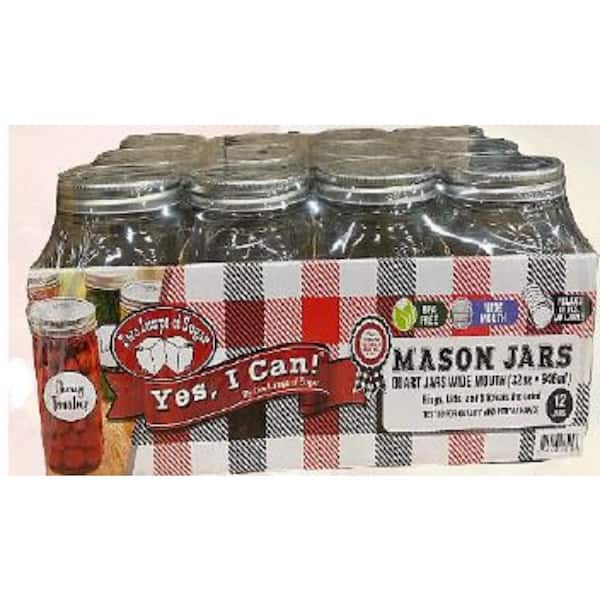 Two Lumps of Sugar 32 oz. W Mouth Quart Jar 12-Piece