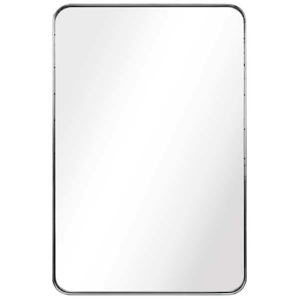 36 in. x 24 in. Ultra Rectangle Polished Silver Stainless Steel Framed Wall Mirror