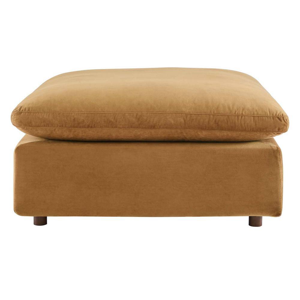 Cognac Brown Luxe Performance Velvet Overstuffed Ottoman