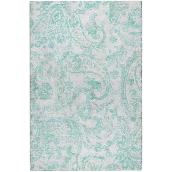 Dream Shag Premium Machine Washable Abstract ADS835 Turquoise 8 ft. x 10 ft. Area Rug