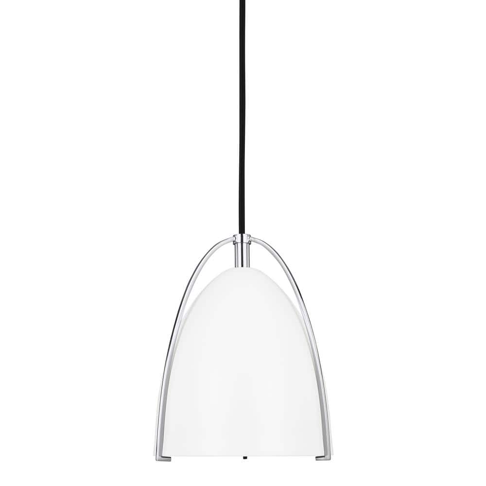 Norman 6.25" Chrome Mini Pendant with Matte White Shade