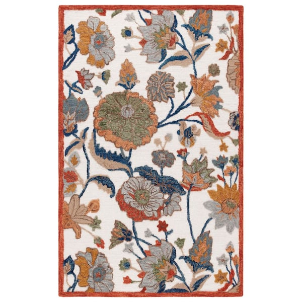 Jardin 3 ft. x 5 ft. Ivory/Green High-Low Floral Area Rug