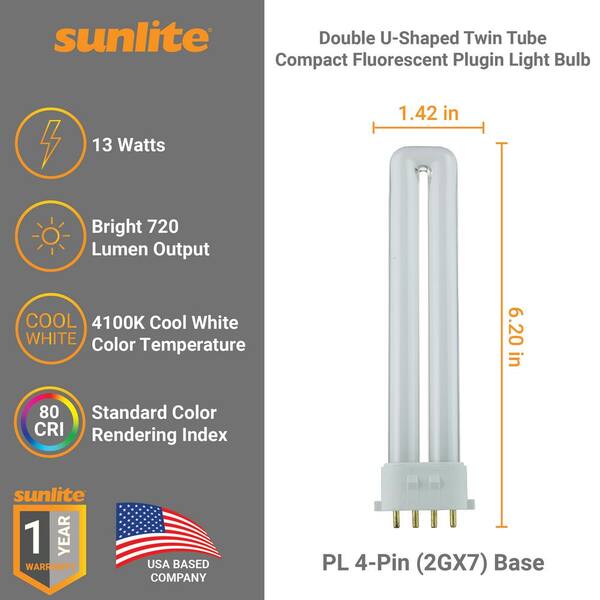 48-Watt Equivalent PL U-Shaped Plug-In 2GX7 4-Pin Base CFL Light Bulb in Cool White 4100K (10-Pack)