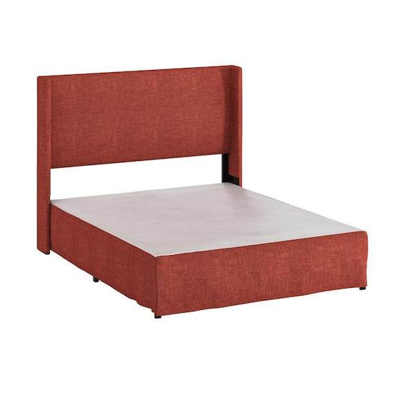 JAYDEN CREATION Raymond 2 Piece Coral Wingback Design King Bedroom Set with Metal Platform Bed Frame