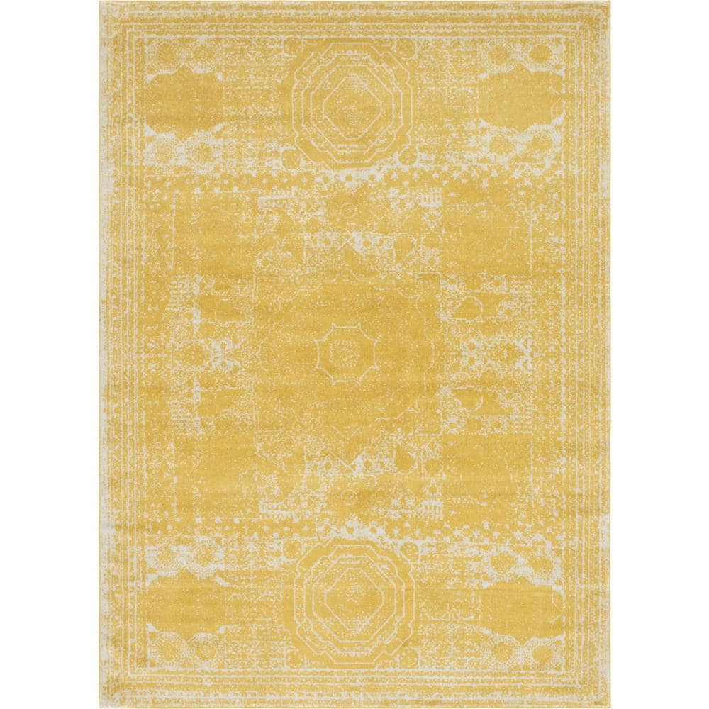 Bromley Vintage Yellow 9' x 12' Distressed Area Rug