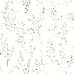 Multicolor Pink Wildflower Sprigs Matte Non Woven Paper Peel and Stick Wallpaper Roll
