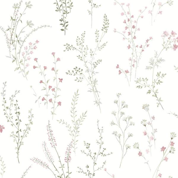 York Wallcoverings Multicolor Pink Wildflower Sprigs Matte Non Woven Paper Peel and Stick Wallpaper Roll