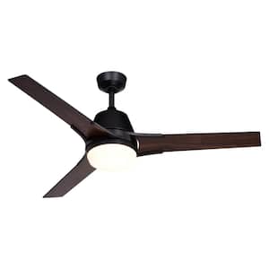 Crescent 52 in. W 3-Blade Propeller Integrated LED Indoor or Outdoor Black Ceiling Fan with Light Kit and Remote