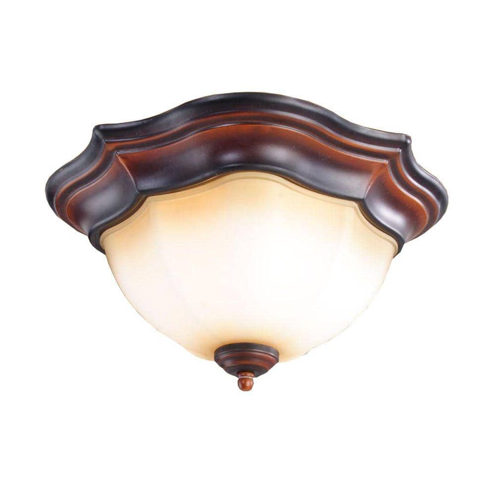 Hampton Bay 2-Light Restoration Bronze Flush Mount 18019 - The Home Depot