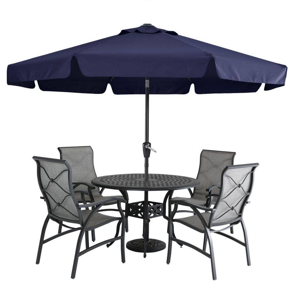 10 ft. Aluminum Patio Umbrella for Outdoor Table Market in Blue-8 Ribs