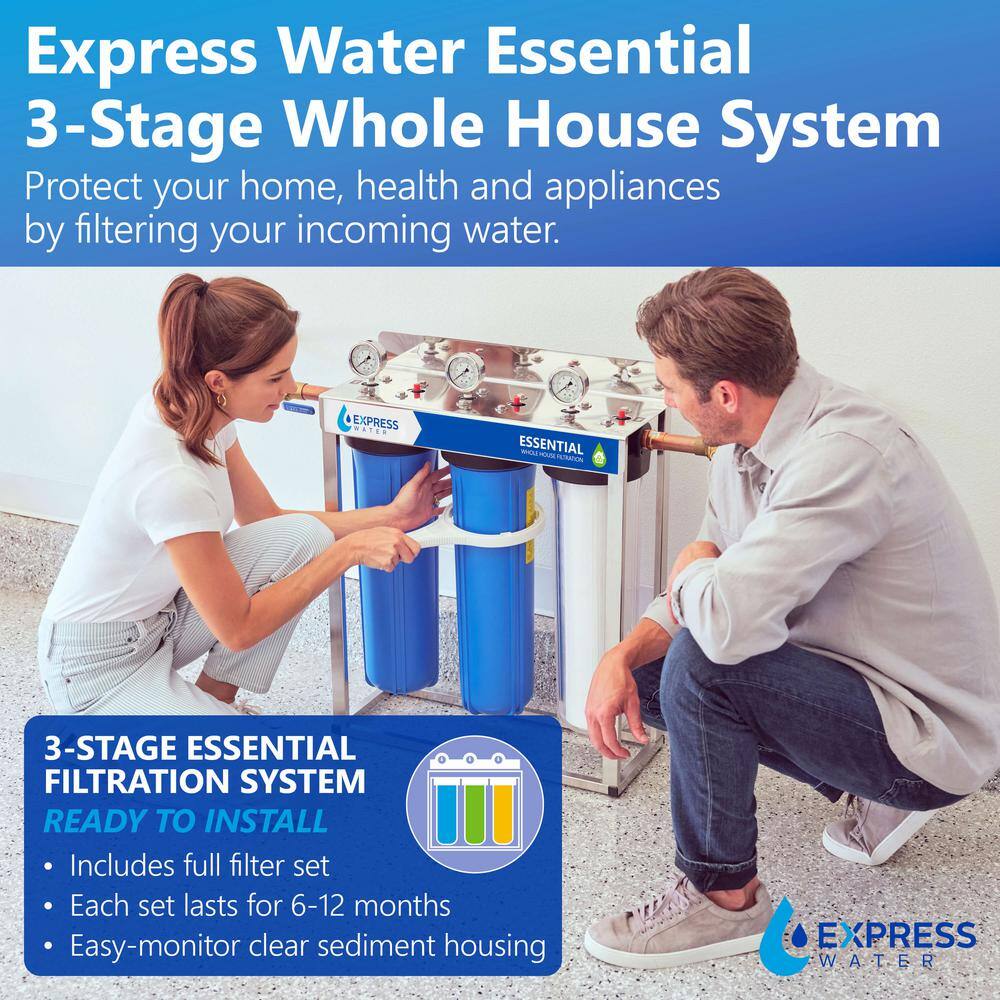 Express Water Triple-Stage Whole House Filtration System with Gauges