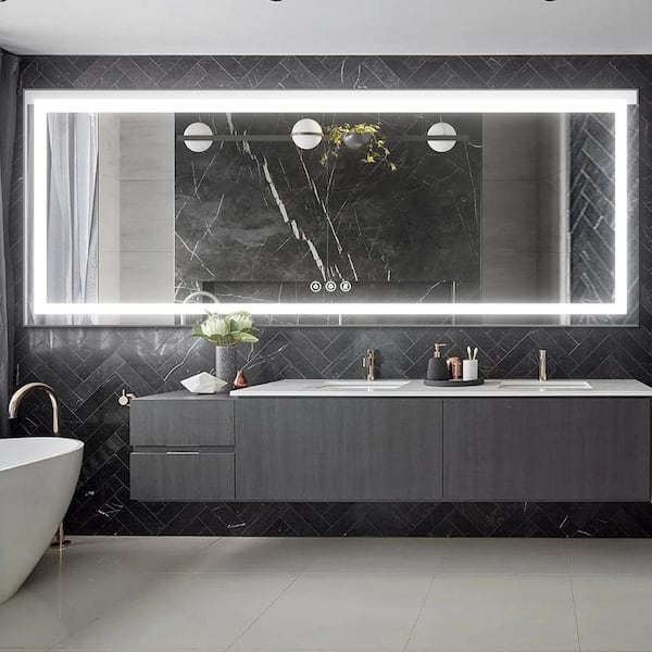 Andrea 72 in. W x 40 in. H Large Rectangular Frameless High Lumen LED Anti-Fog Dimmable Wall Mounted Bathroom Vanity Mirror