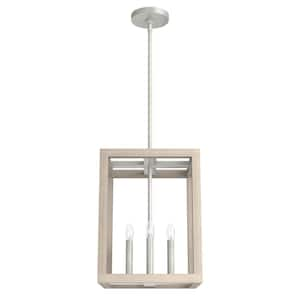 Squire Manor 4 Light Bleached Wood Lantern Pendant Kitchen Light