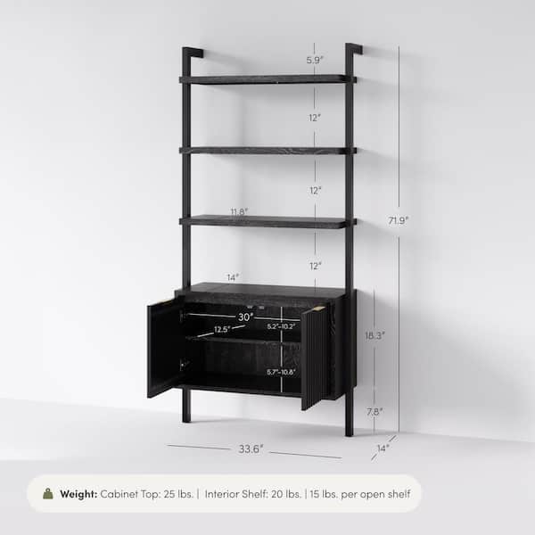 Nathan James Jasper 72 in. Tall Black Oak Solid Wood 3-Shelf
